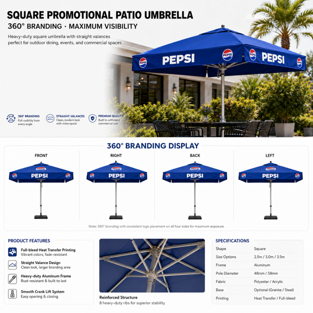 Outdoor Leisure Products Solution Provider | 2027 OEM Guide: Sourcing Custom Promotional Patio Umbrellas for Beverage Brands