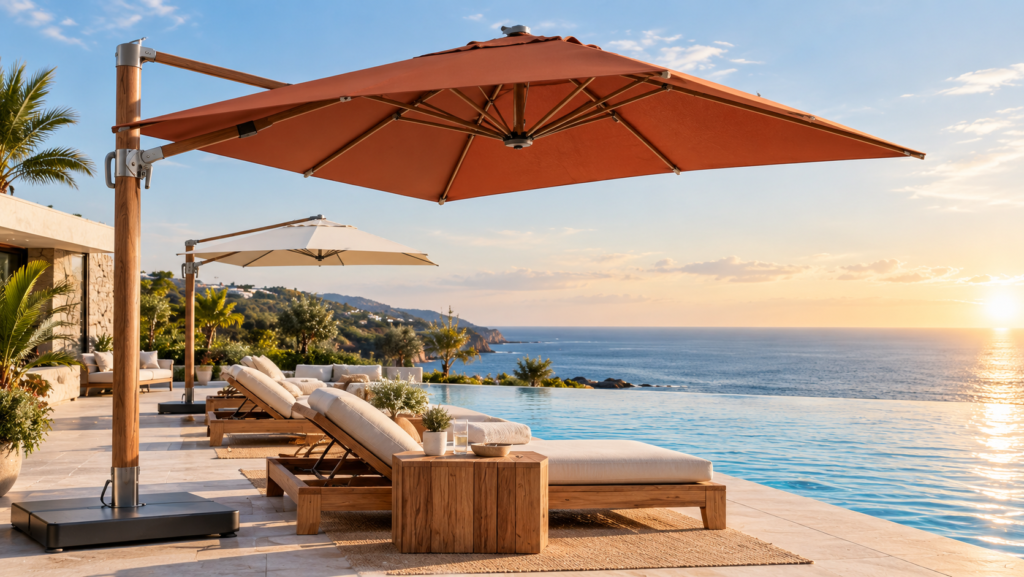 Outdoor Leisure Products Solution Provider | Sustainable Commercial Outdoor Umbrellas: rPET Recycled Fabrics, PFC-Free Chemistry & ESG Sourcing