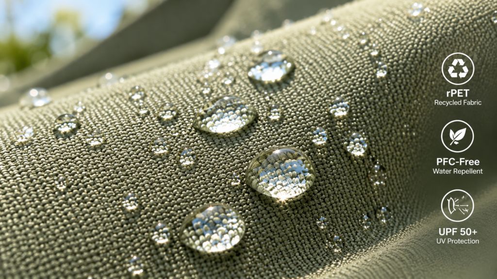 Outdoor Leisure Products Solution Provider | Sustainable Commercial Outdoor Umbrellas: rPET Recycled Fabrics, PFC-Free Chemistry & ESG Sourcing